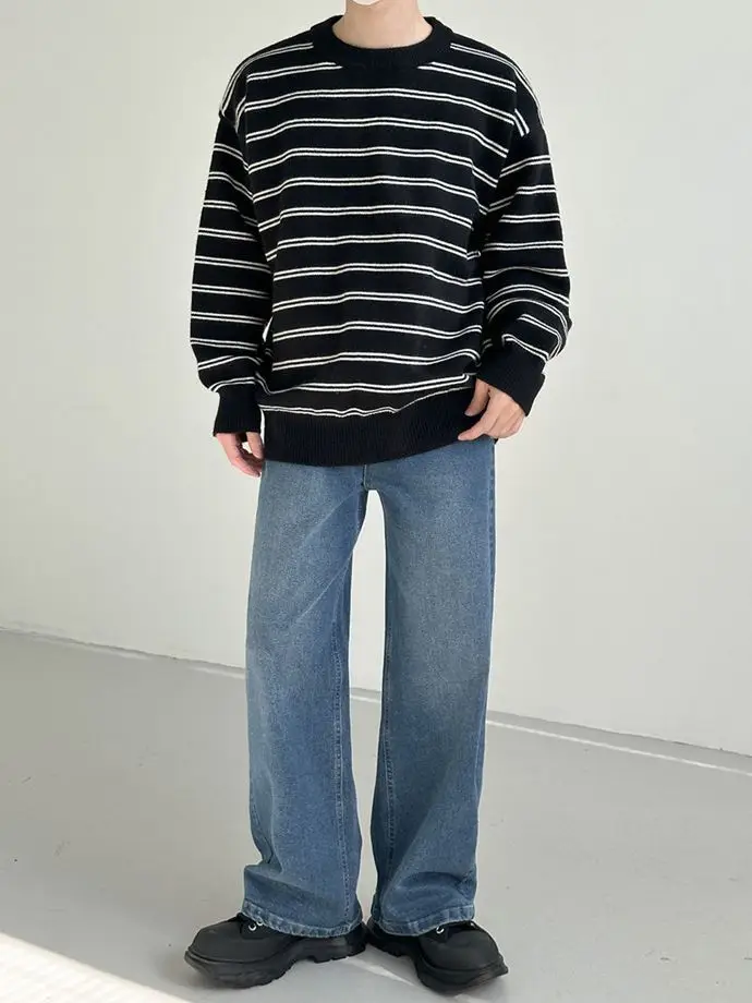 Korean Style Striped Crewneck Sweater for Boys - Image 6