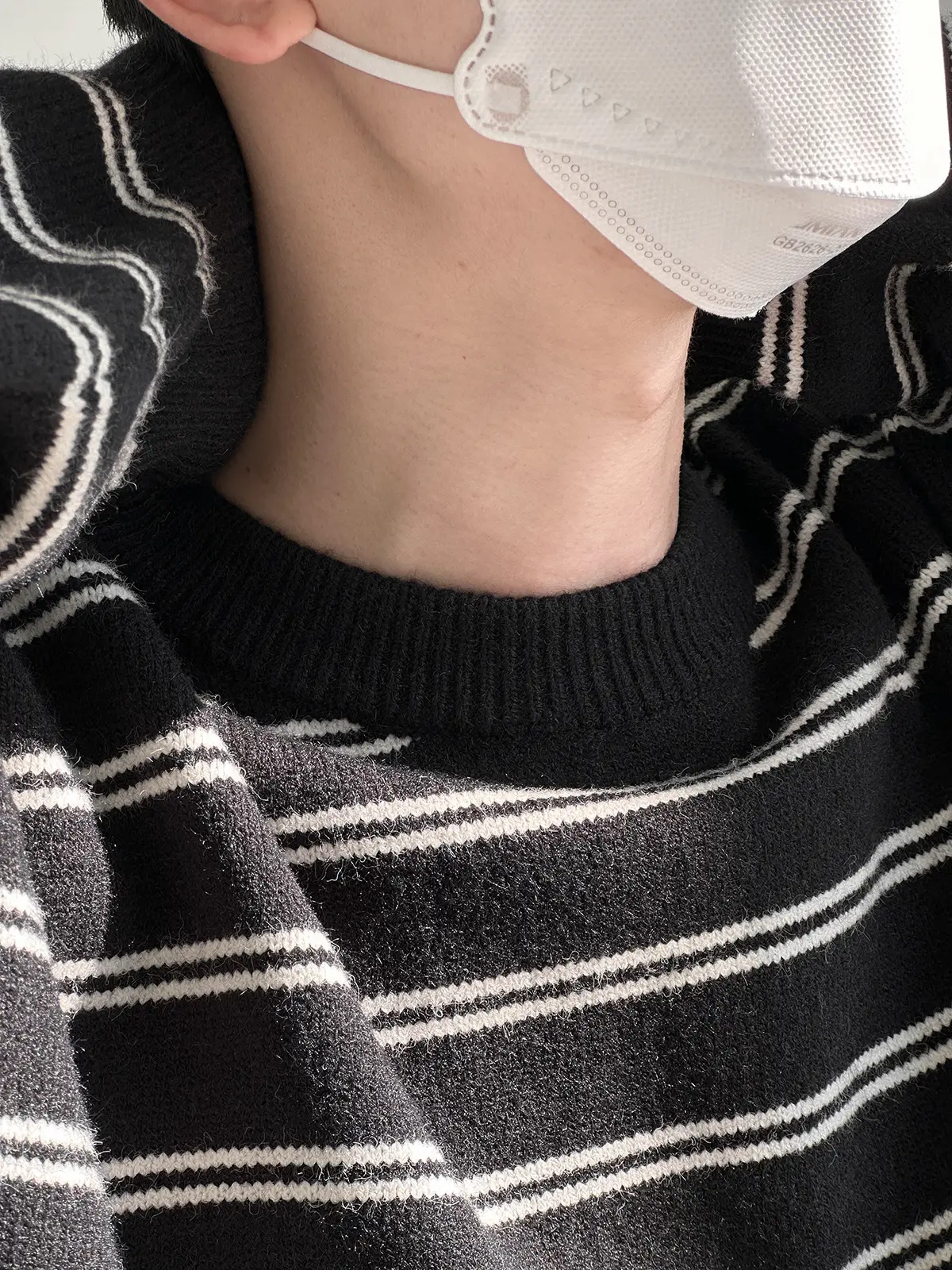Korean Style Striped Crewneck Sweater for Boys — feature 1