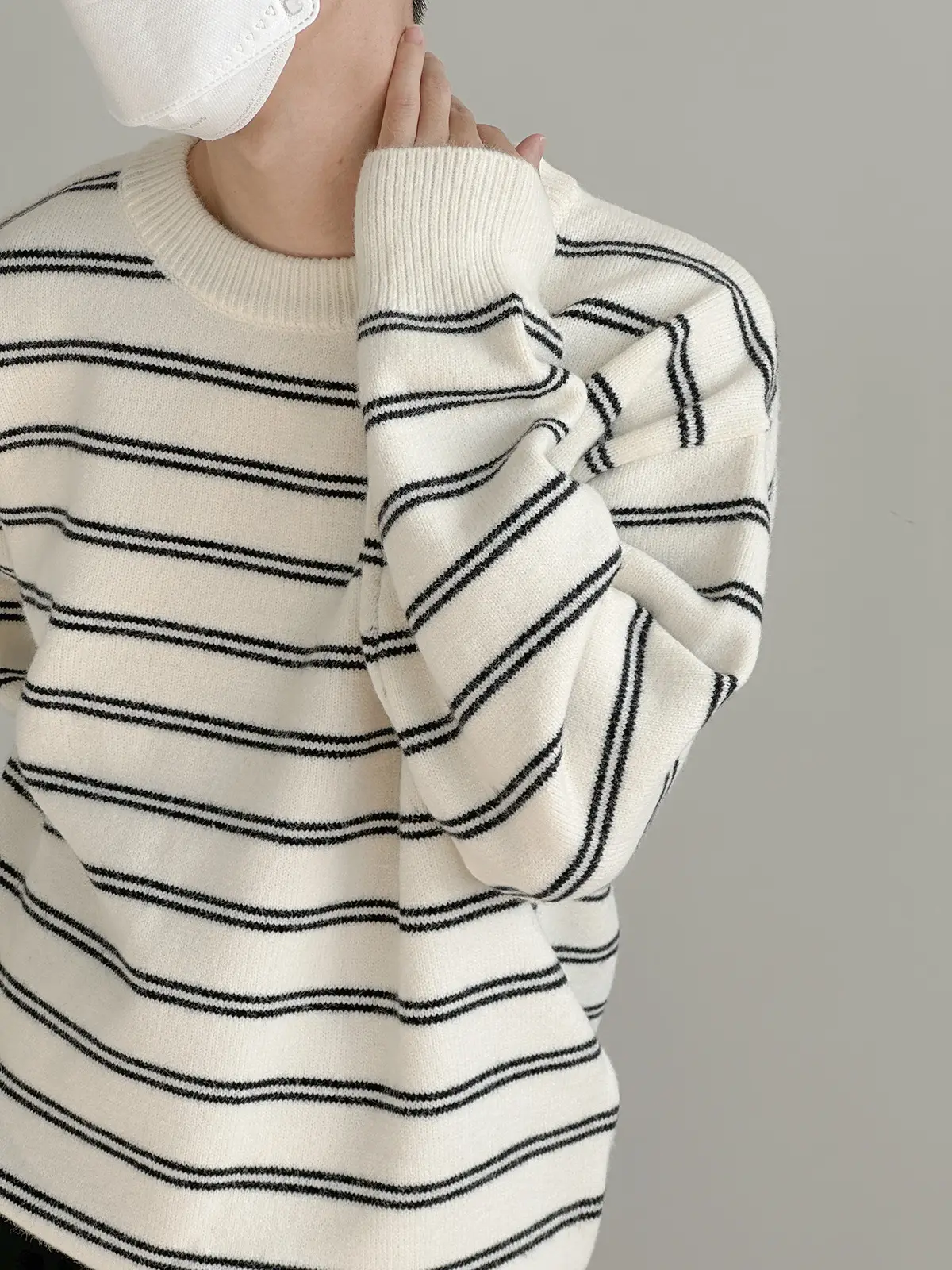 Korean Style Striped Crewneck Sweater for Boys — feature 12