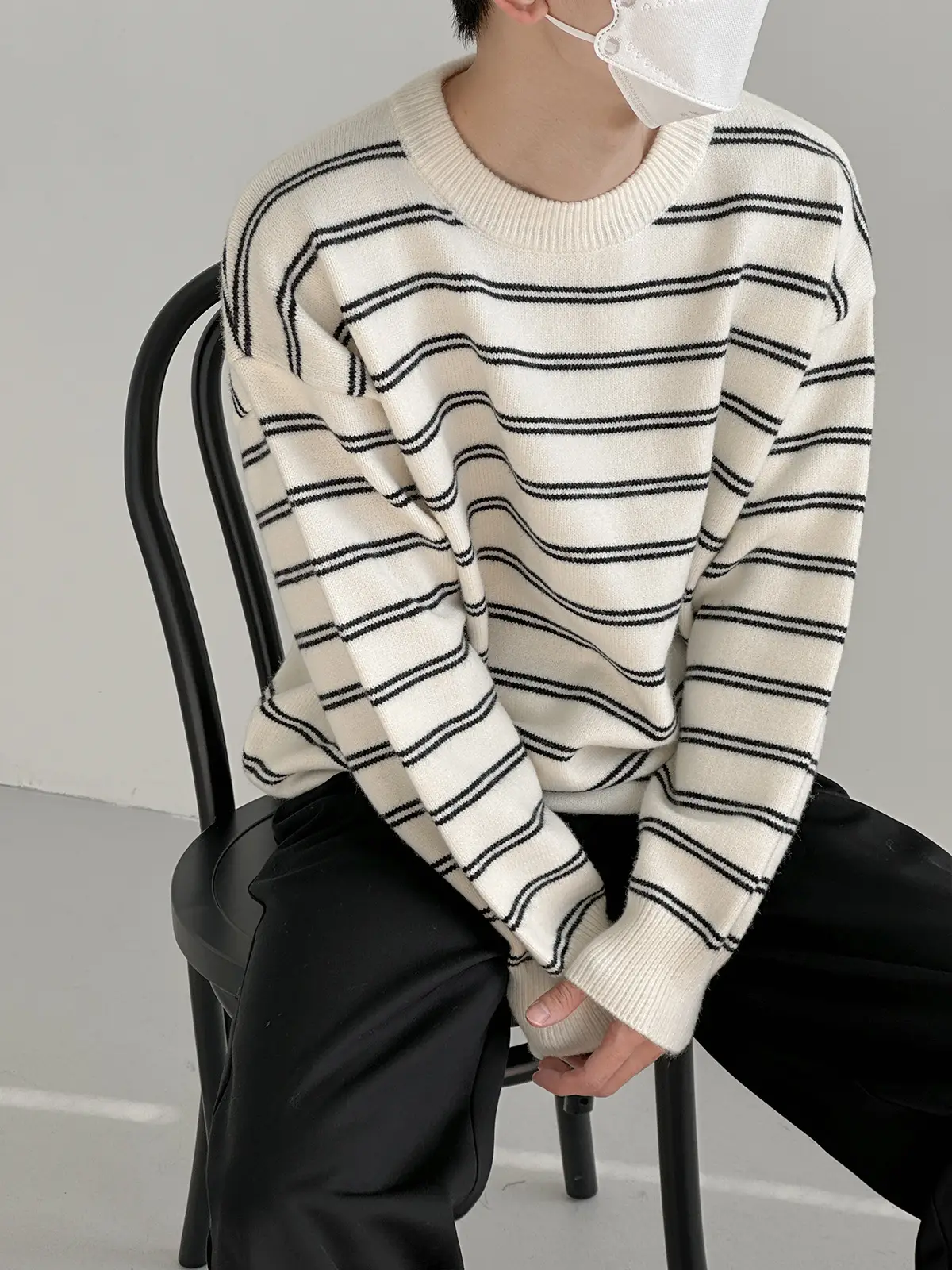 Korean Style Striped Crewneck Sweater for Boys — feature 13