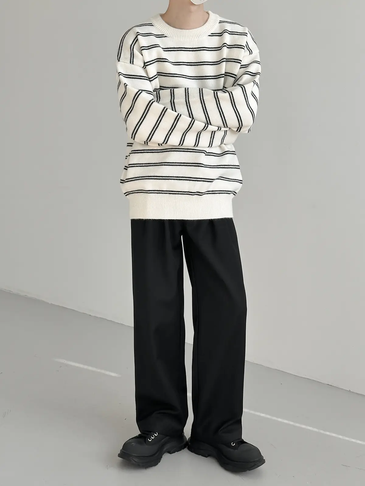 Korean Style Striped Crewneck Sweater for Boys — feature 15