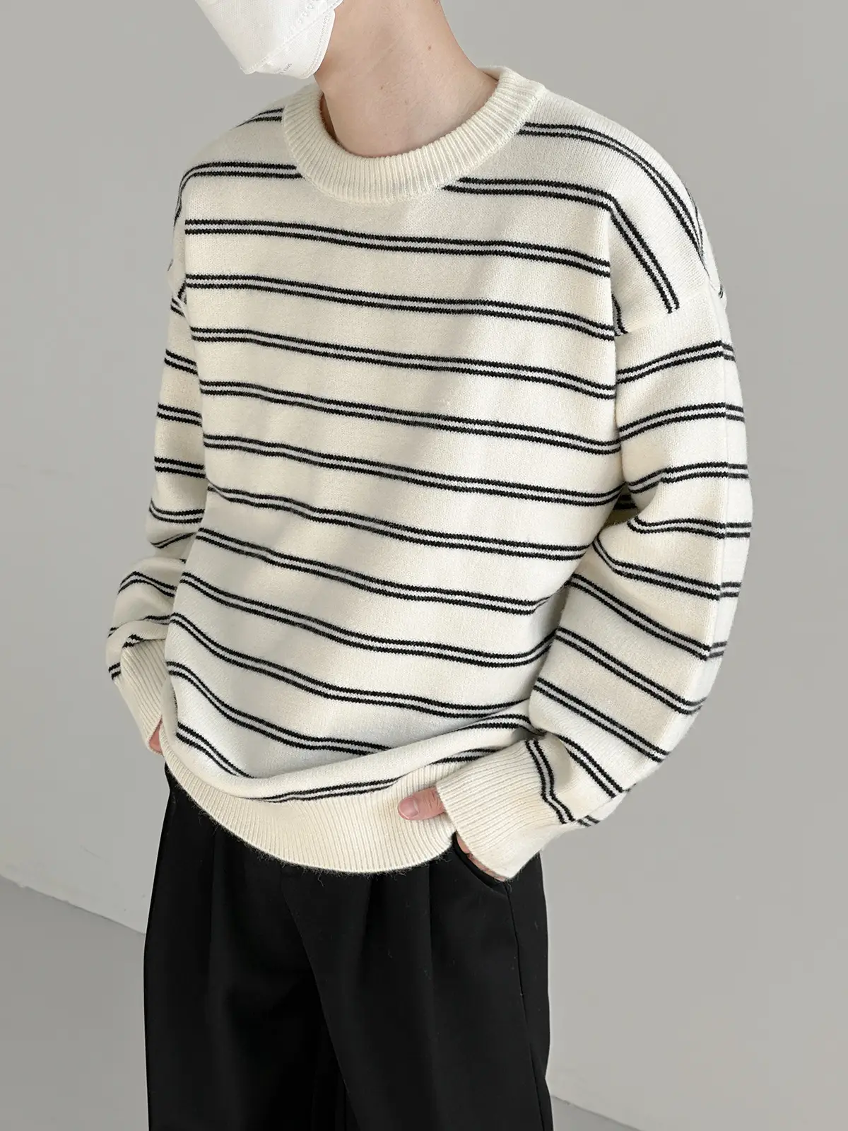 Korean Style Striped Crewneck Sweater for Boys — feature 16