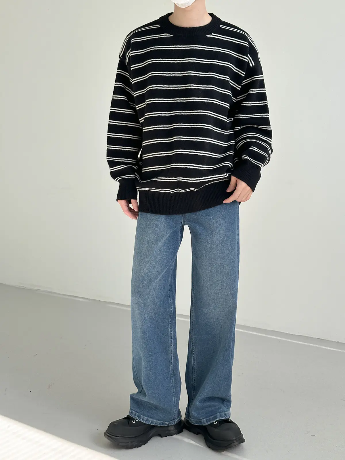 Korean Style Striped Crewneck Sweater for Boys — feature 4