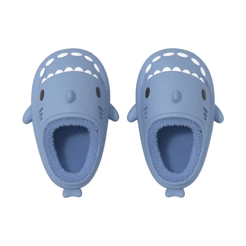 Couple Cartoon Shark Cotton Slippers Black - Image 9