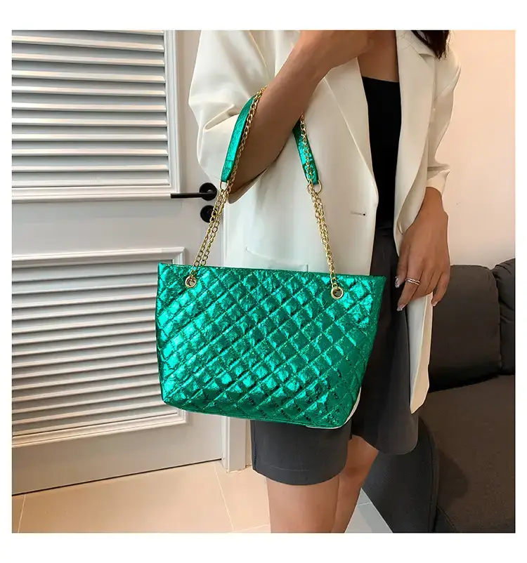 Glossy Rhombus Embroidery Tote Bag Pink 2023 — feature 24