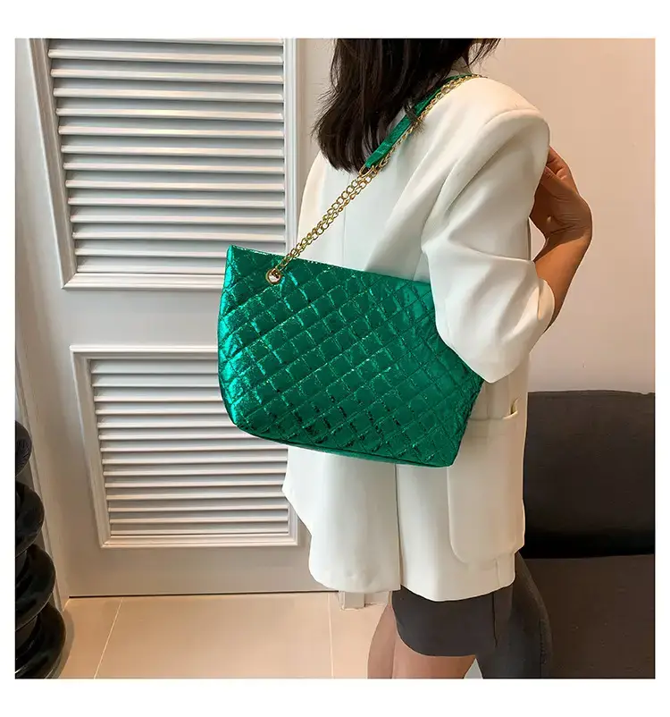 Glossy Rhombus Embroidery Tote Bag Pink 2023 — feature 25