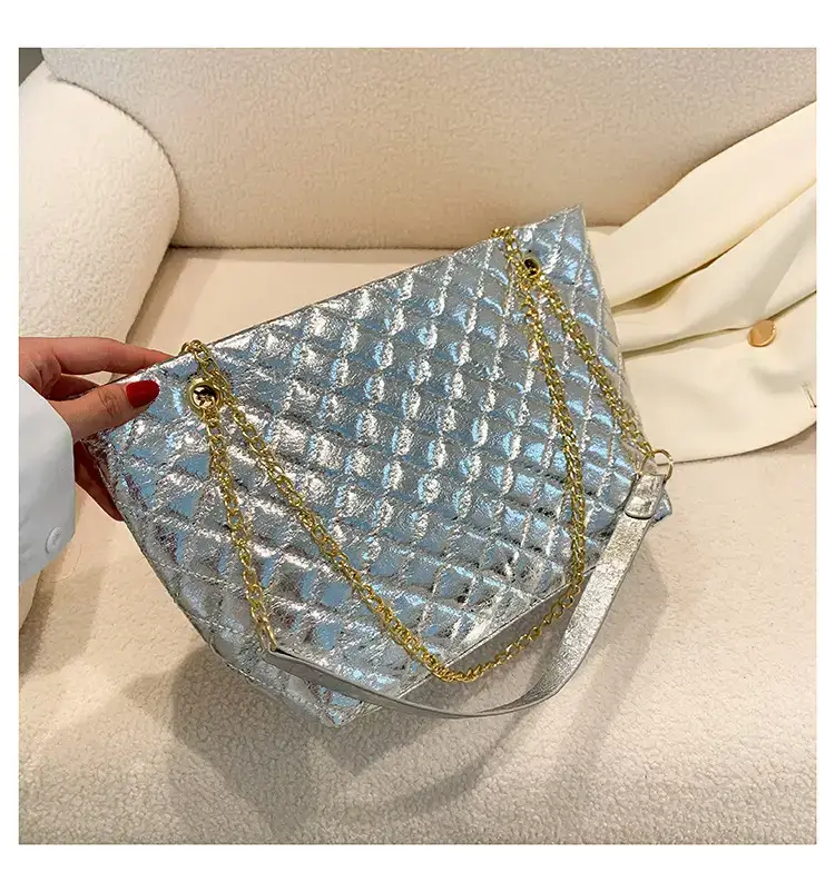 Glossy Rhombus Embroidery Tote Bag Pink 2023 — feature 31
