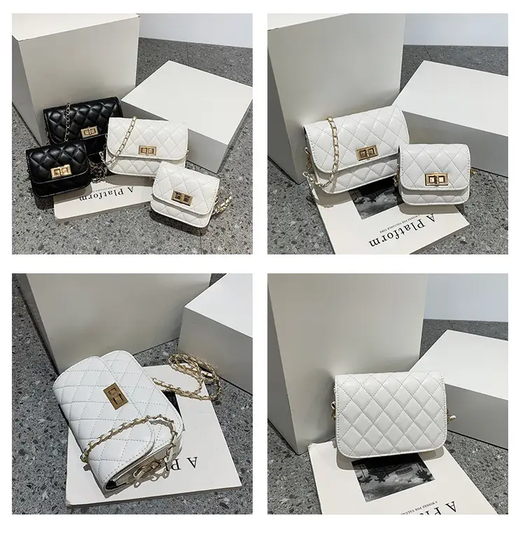 Black Rhombus Chain Shoulder Bag for Women — feature 8