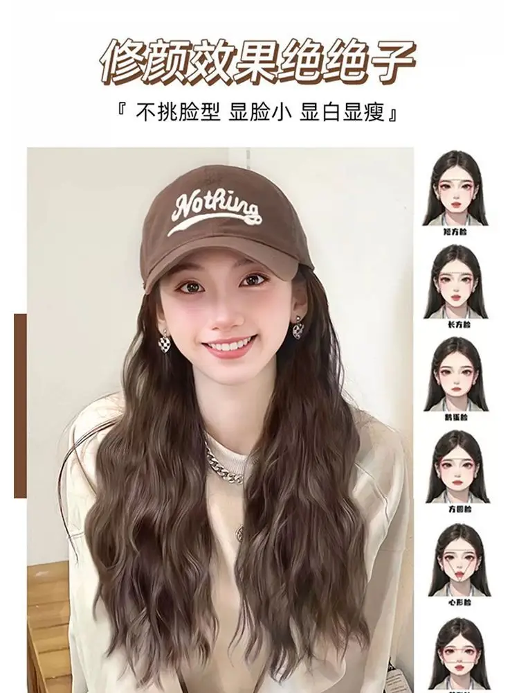 Kony Wig Hat with Curly Hair, Medium Length, Baseball Cap Wig — feature 4