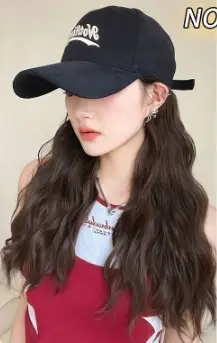 Kony Wig Hat with Curly Hair, Medium Length, Baseball Cap Wig — feature 9