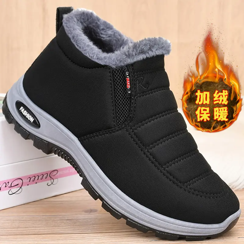 Men Women Fleece Lined Cross-border Snow Boots Black - Image 5