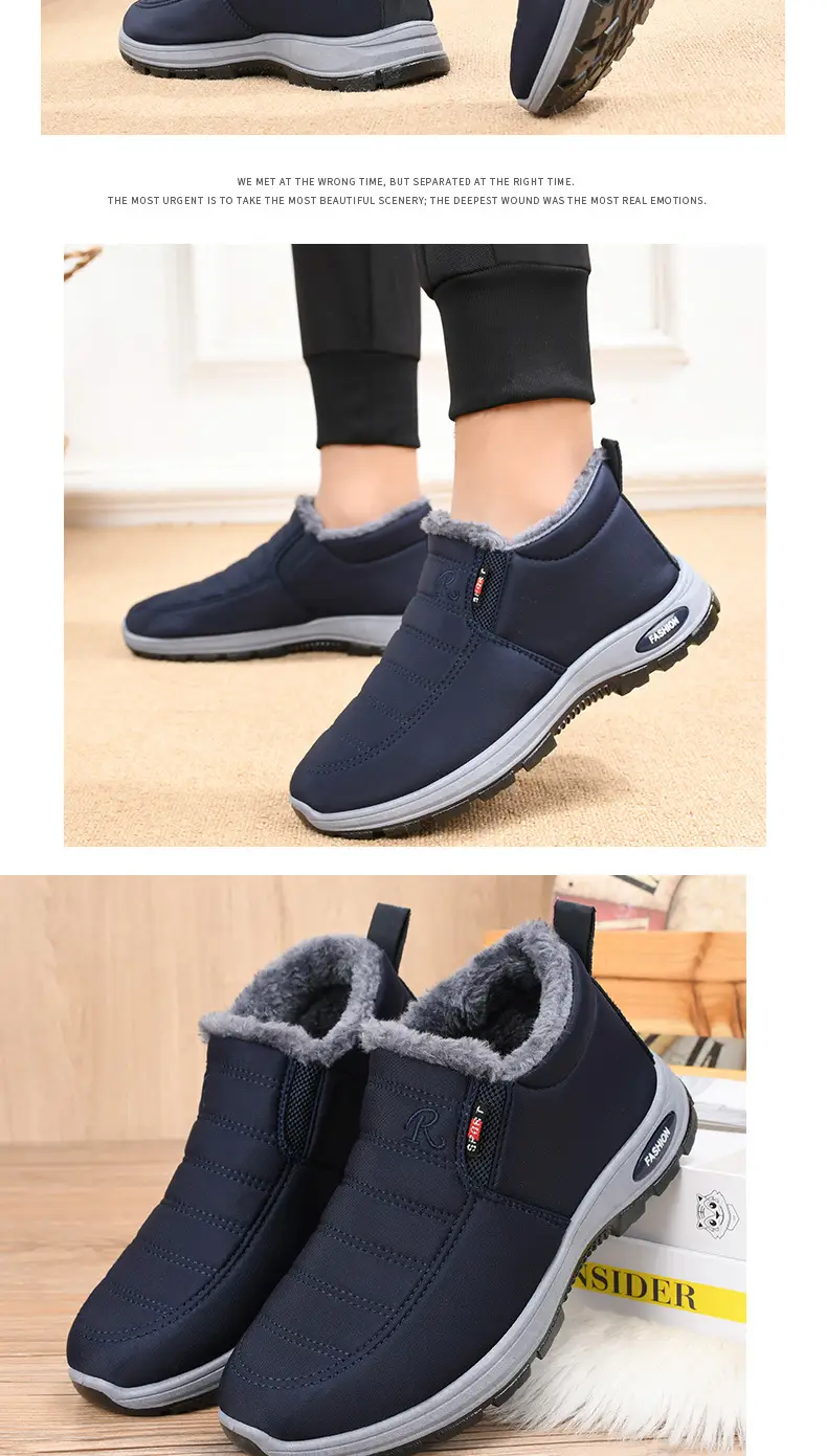 Men Women Fleece Lined Cross-border Snow Boots Black β feature 20