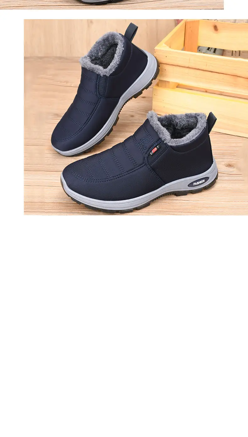 Men Women Fleece Lined Cross-border Snow Boots Black β feature 21