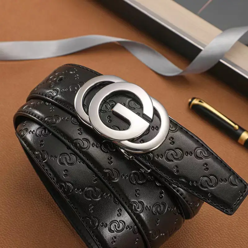 Men's Genuine Leather GG Logo Belt with Automatic Buckle - Image 5