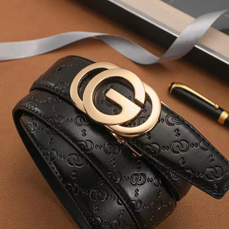 Men's Genuine Leather GG Logo Belt with Automatic Buckle - Image 7