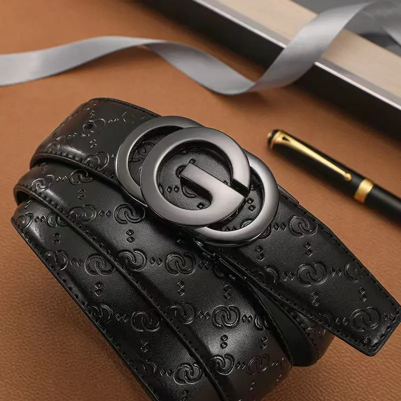 Men's Genuine Leather GG Logo Belt with Automatic Buckle - Image 3