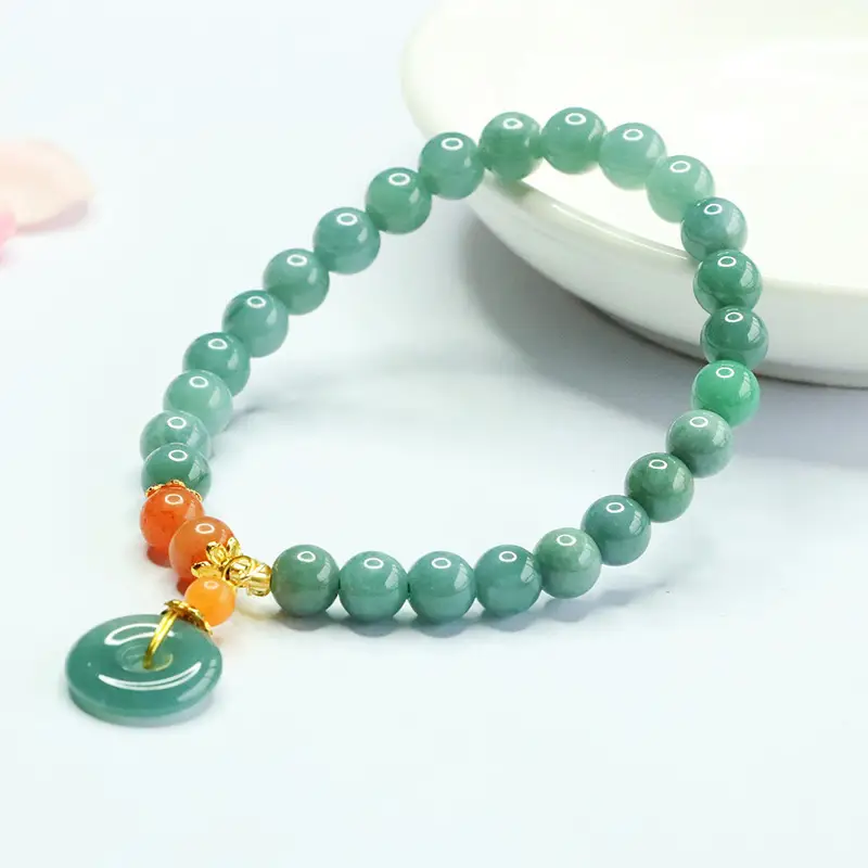 Guan Yu Jadeite Bracelet with Safety Pendant - Image 3