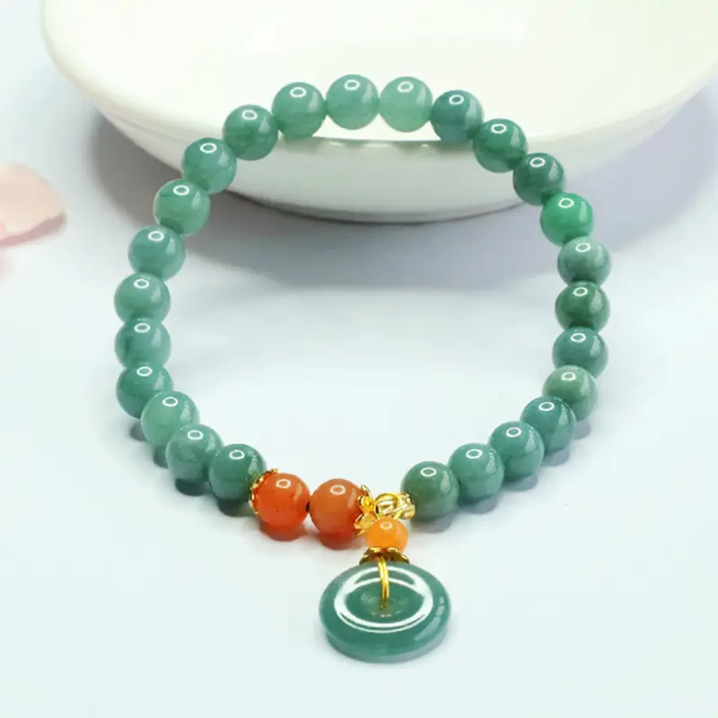 Guan Yu Jadeite Bracelet with Safety Pendant - Image 4