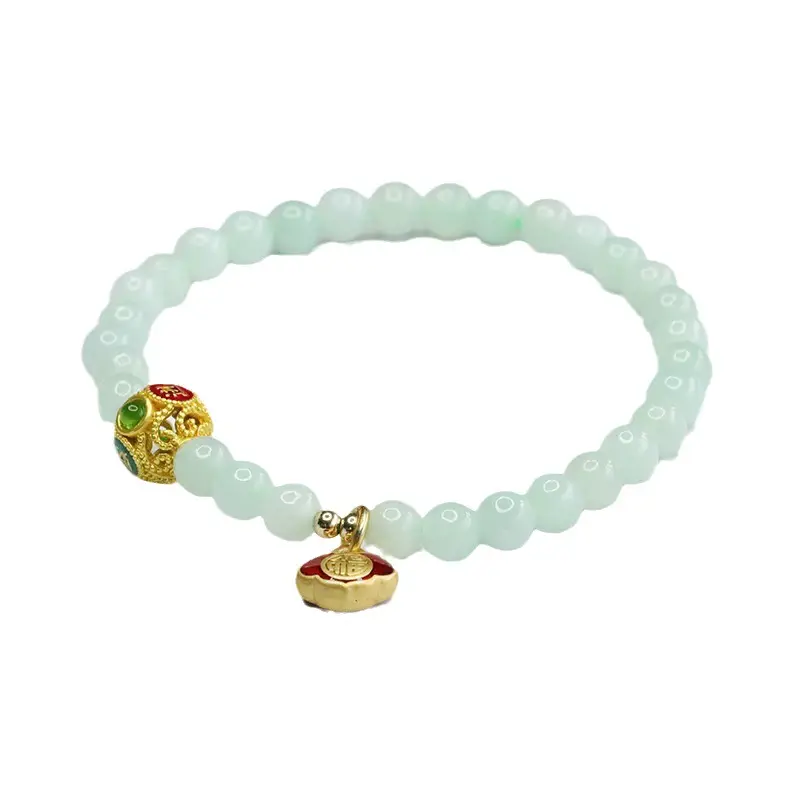 Jadeite Bracelet with Gold Plated Ends - Image 6