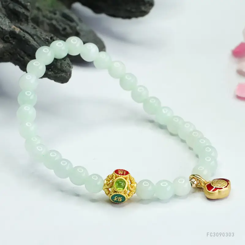 Jadeite Bracelet with Gold Plated Ends — feature 11