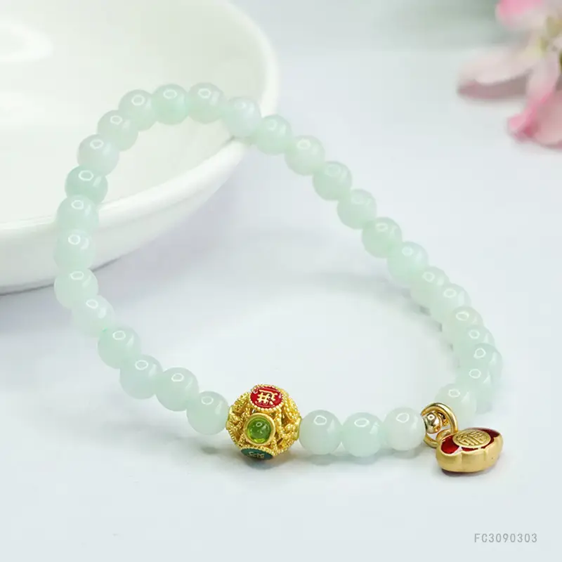 Jadeite Bracelet with Gold Plated Ends — feature 9