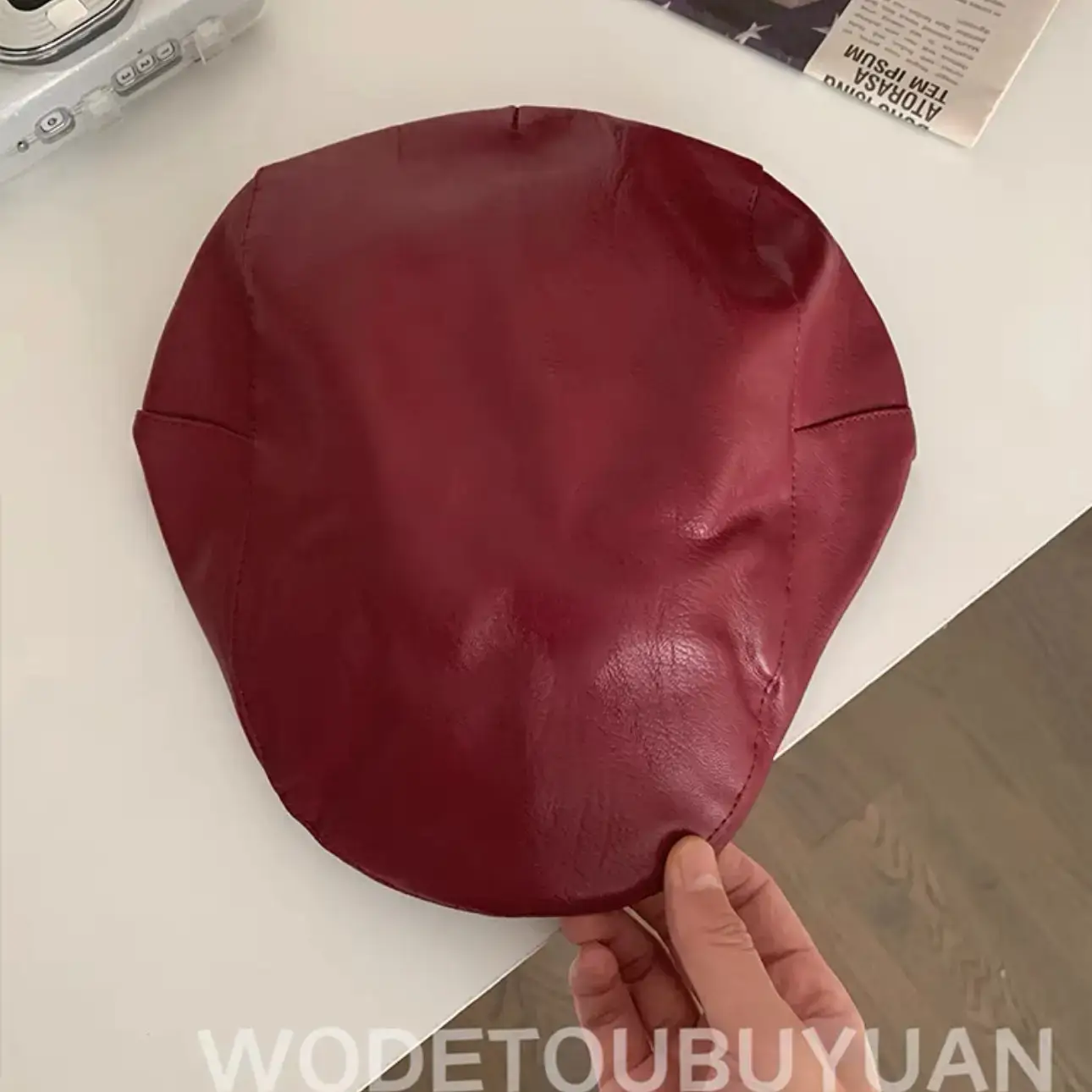 Pu Leather Black Peaked Cap for Women Summer Retro British Style - Image 3
