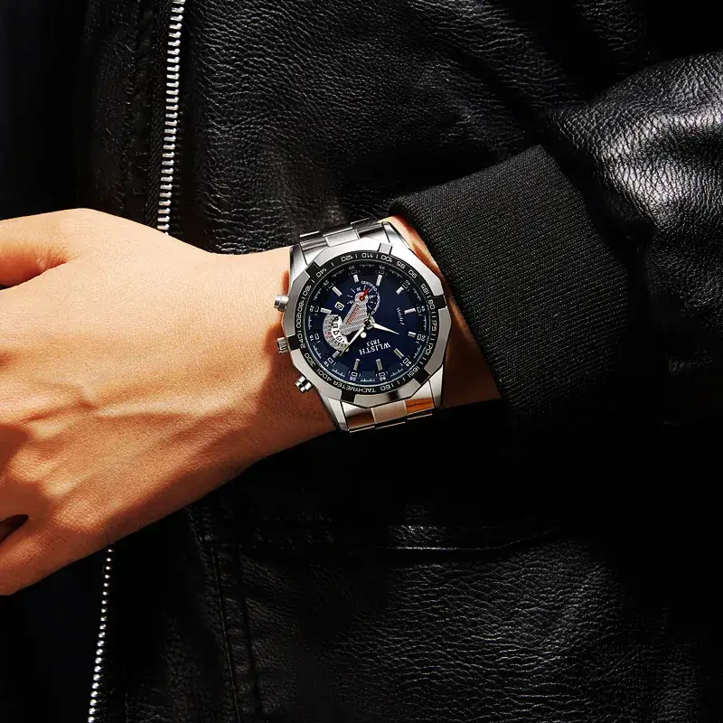 Men's Stainless Steel Chronograph Watch with Calendar & Luminous Dial - Image 10