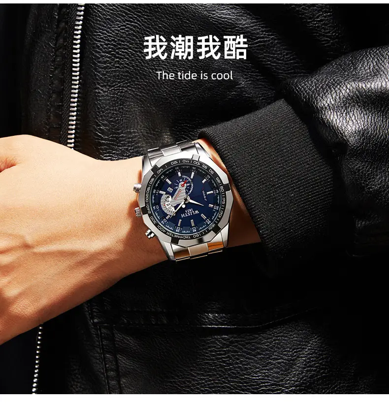Men's Stainless Steel Chronograph Watch with Calendar & Luminous Dial — feature 17