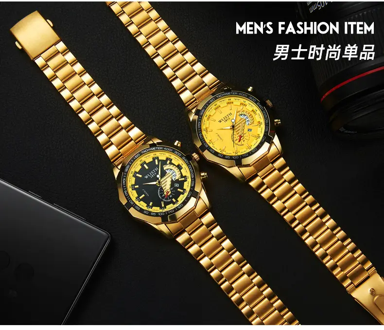 Men's Stainless Steel Chronograph Watch with Calendar & Luminous Dial — feature 4