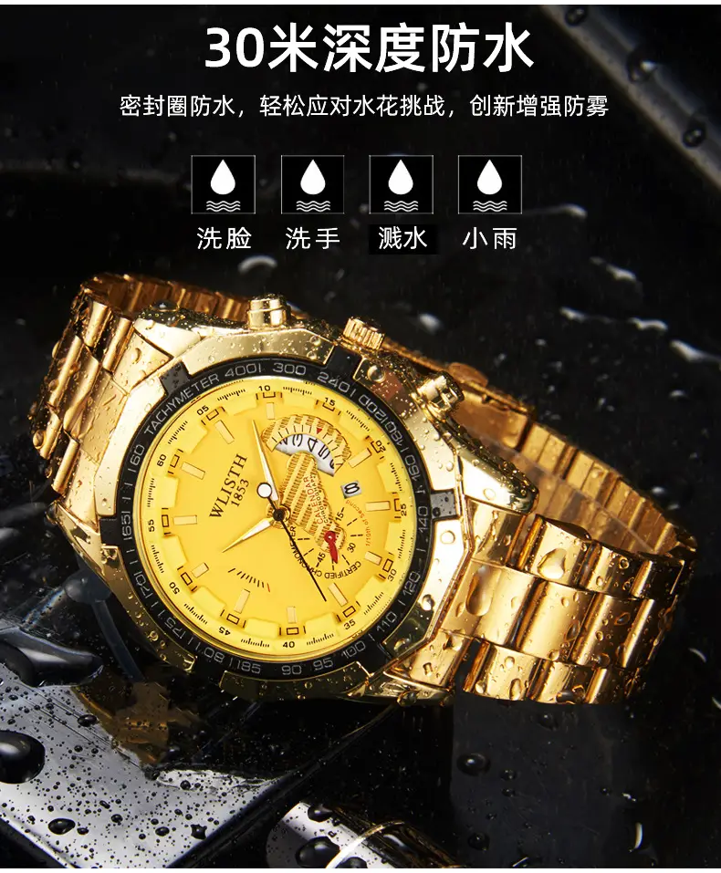 Men's Stainless Steel Chronograph Watch with Calendar & Luminous Dial — feature 9