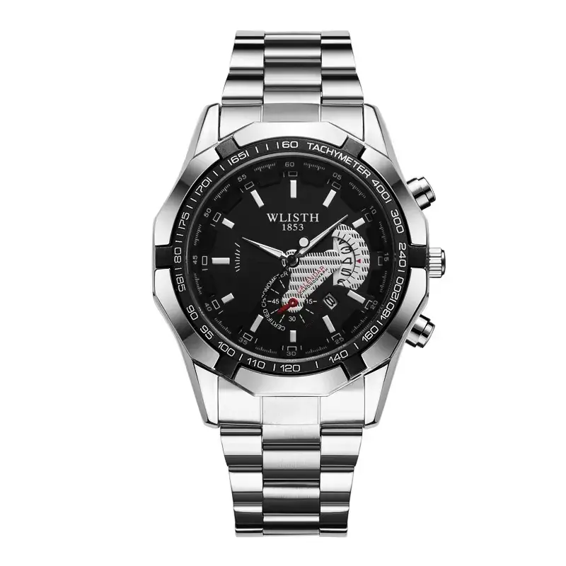 Men's Stainless Steel Chronograph Watch with Calendar & Luminous Dial - Image 3