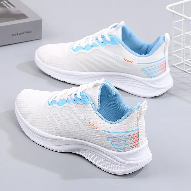 Women's 2025 Breathable Mesh Running Shoes White Pink - Image 5