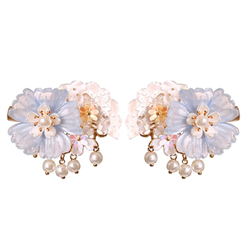 Pink Peony Flower Hairpin with Pearl Tassel for Girls - Image 5