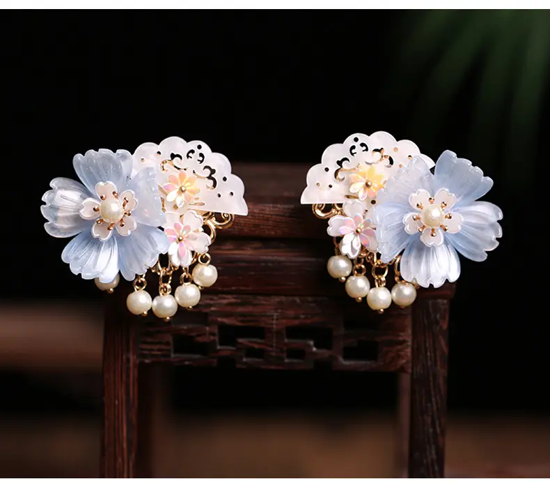 Pink Peony Flower Hairpin with Pearl Tassel for Girls — feature 12