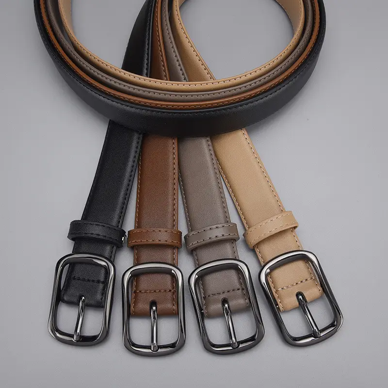 Women's Gold Buckle Leather Belt for Jeans - Image 9