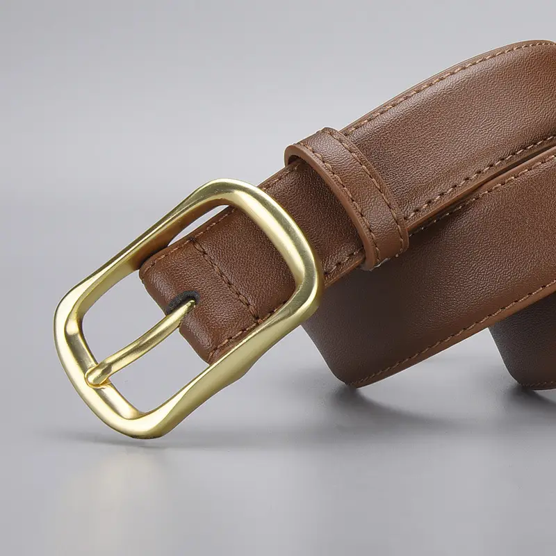 Women's Gold Buckle Leather Belt for Jeans - Image 10