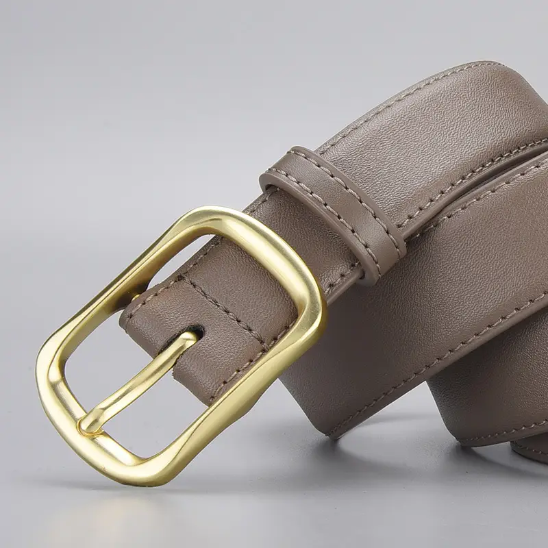 Women's Gold Buckle Leather Belt for Jeans - Image 11