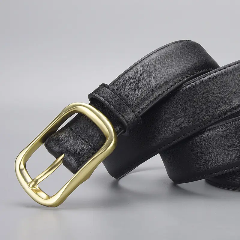 Women's Gold Buckle Leather Belt for Jeans - Image 12