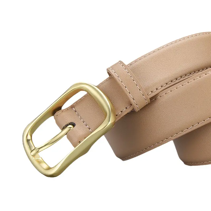 Women's Gold Buckle Leather Belt for Jeans - Image 13