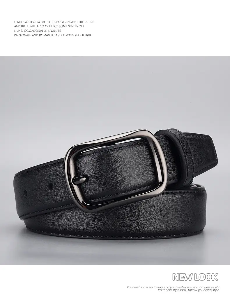 Women's Gold Buckle Leather Belt for Jeans — feature 16