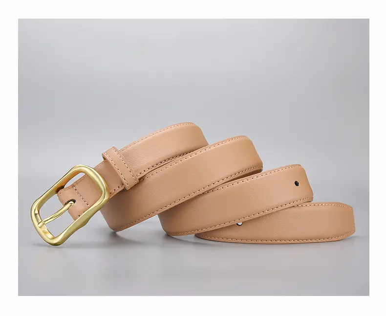 Women's Gold Buckle Leather Belt for Jeans — feature 20