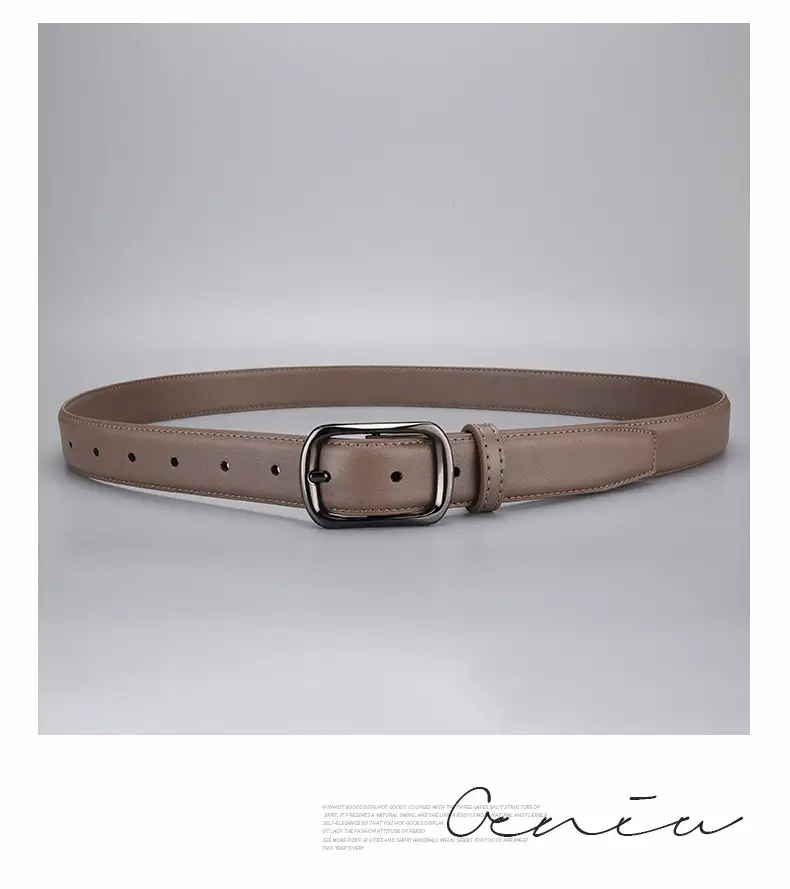 Women's Gold Buckle Leather Belt for Jeans — feature 22