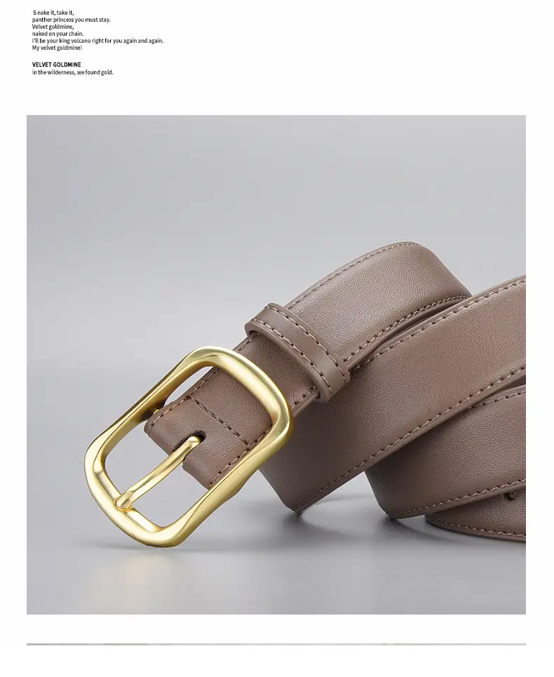 Women's Gold Buckle Leather Belt for Jeans — feature 25