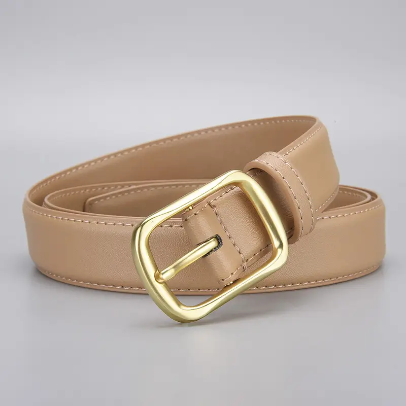 Women's Gold Buckle Leather Belt for Jeans - Image 3