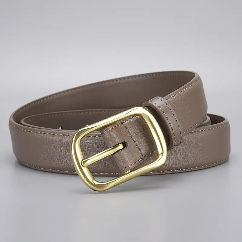 Women's Gold Buckle Leather Belt for Jeans - Image 4