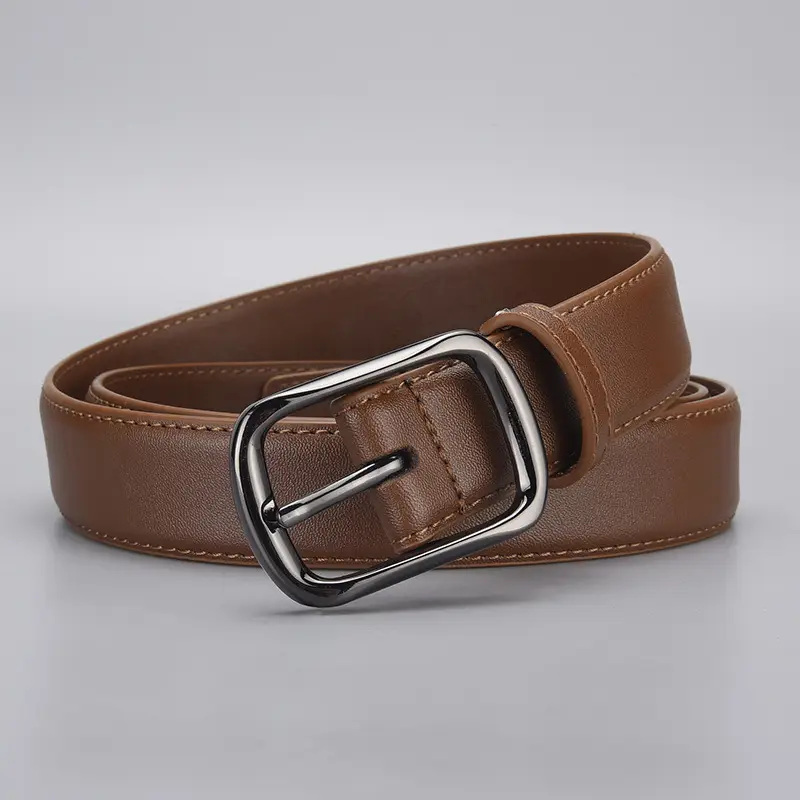 Women's Gold Buckle Leather Belt for Jeans - Image 6