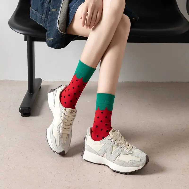happy trendy men's and women's couple's fashionable socks men's long cotton socks animal color fruit jacquard socks socks socks