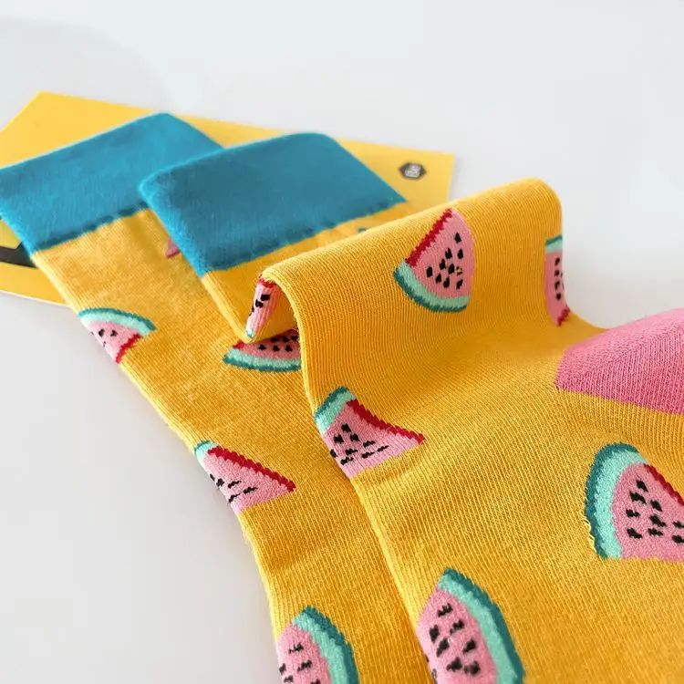 happy trendy men's and women's couple's fashionable socks men's long cotton socks animal color fruit jacquard socks socks socks — feature 15