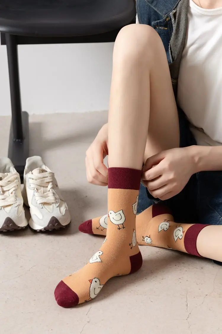 happy trendy men's and women's couple's fashionable socks men's long cotton socks animal color fruit jacquard socks socks socks — feature 6