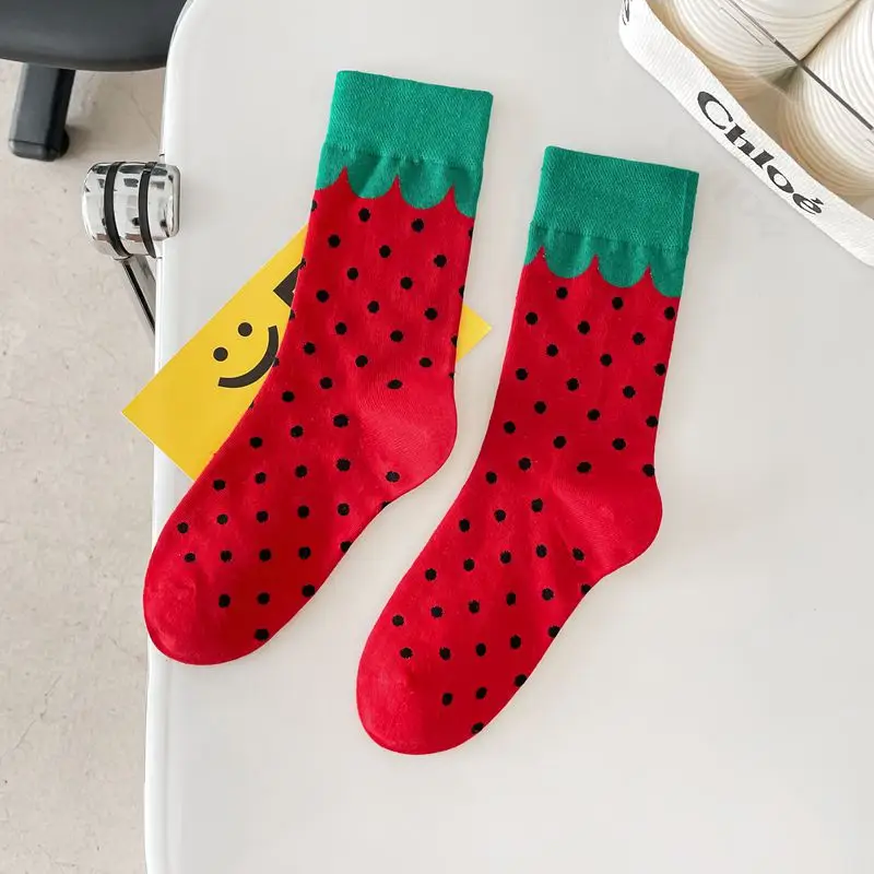 happy trendy men's and women's couple's fashionable socks men's long cotton socks animal color fruit jacquard socks socks socks